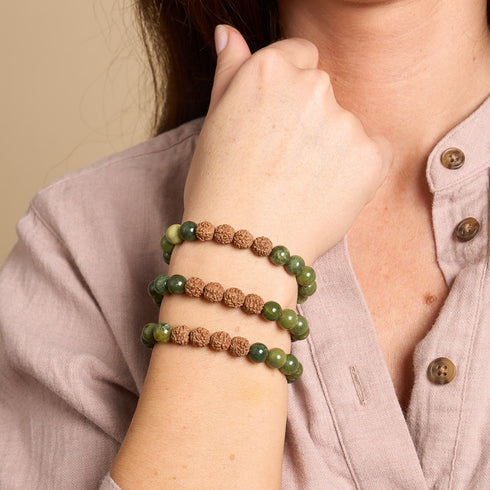 Enlightenment | Canada Jade x Rudraksha |  Mala Bracelet
